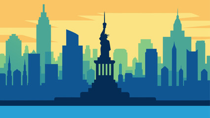 Fototapeta premium Statue of liberty and new york city view