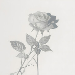 Elegant Rose Silhouette: A delicate rose casts a captivating shadow against a seamless backdrop, showcasing the flower's exquisite form and intricate details. 
