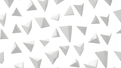 Geometric White Shapes: An array of three-dimensional, angular geometric shapes, scattered across the frame, creating a modern, abstract visual pattern.