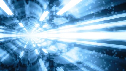 Futuristic Blue Light Speed Tunnel Abstract Background.