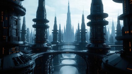 Futuristic Cityscape - A Glimpse into a Dystopian Metropolis.
