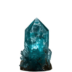 Luminous Gemstone: A captivating crystal formation glows with an ethereal light, showcasing intricate facets and pure mineral beauty. 