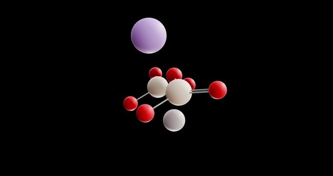 Sodium aluminosilicate molecule, rotating 3D model of e554, looped video on a black background
