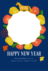 2026年午年年賀状　椿デザイン