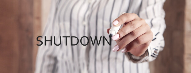  Shutdown message. Government shutdown concept