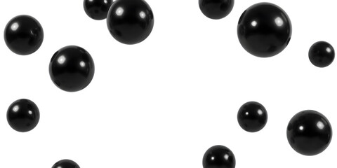 Floating Spheres: A collection of sleek, black spheres elegantly suspended, their polished surfaces reflecting light, creating a sense of dynamic energy.