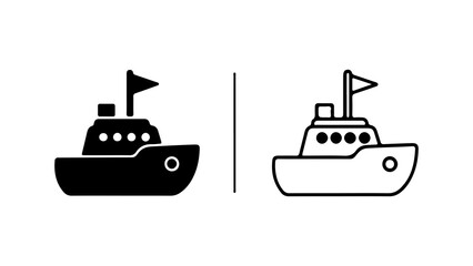 Toy boat icon set with transparent background
