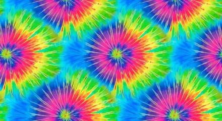 Vibrant tie-dye radial burst pattern, colorful abstract background