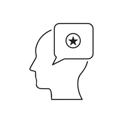 Illustration of a head with a speech bubble and a star concept of good idea