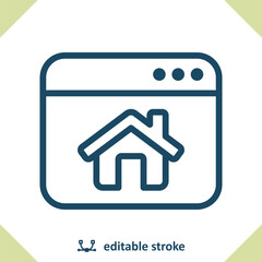 Online Real Estate Icon. Website, Web Site, Webpage, Web Page, Browser, House, Home