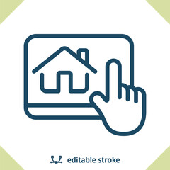 Obraz premium Smart Home Icon. Hand, Tablet, House, Home, Real Estate