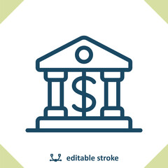 Bank Icon. Building, Dollar