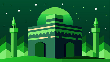 Illustration of the kaaba with minarets