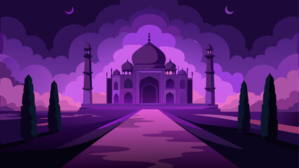 Taj mahal under the moonlight landscape