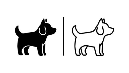 Dog icons with outline and solid fill with transparent background