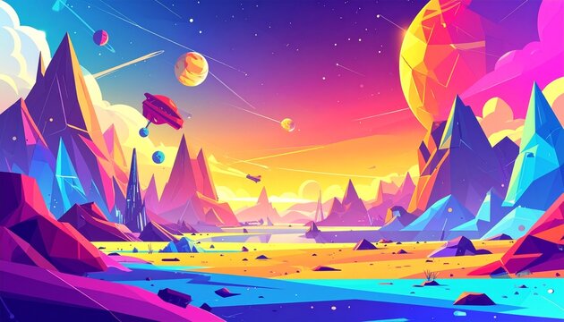 An alien planet outer space landscape cartoon science fiction futuristic fantasy vide 
