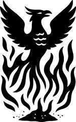 Phoenix rising from ashes - rebirth and renewal concept vector with white background 