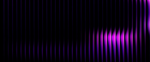 Glowing neon waves form vibrant circular gradient with fractal glass effect and blending purple cyan colors. Futuristic and dreamy background with wave effect adds fluid movement and dynamic depth