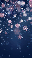 Fototapeta premium A festive abstract Christmas background featuring glowing blue snowflakes and a winter-themed design.