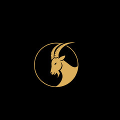 Golden Goat Logo with Golden Ratio Design in Luxury Style