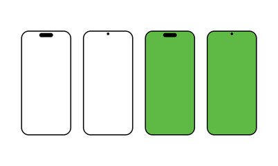 Smartphone Mockup Set With Transparent Screen Isolated and Green Screen