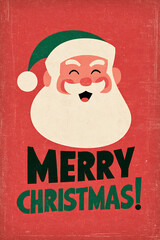 Santa Claus smiling in a festive red background with Christmas greeting  