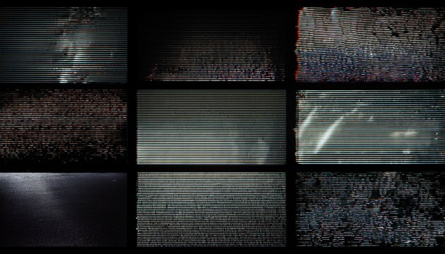Glitch Screen Vhs Tv Display Overlay Texture Pack Bundle Effect Surface Noise Grunge Grain