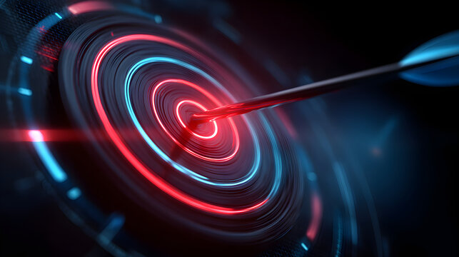 Arrow hitting target bullseye achieving business success concept