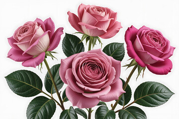 Naklejka premium Delicate pink and purple roses bloom gracefully, showcasing beauty and natural elegance.
