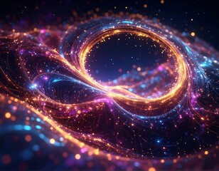 Abstract spiral of light and energy swirling in a dark void