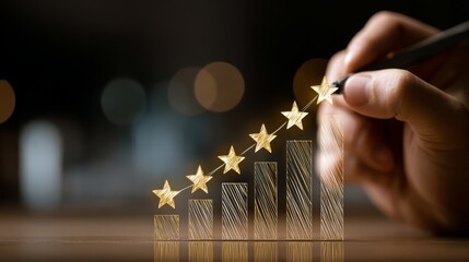 Hand drawing stars creating customer experience growth chart