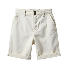 Begin Linen shorts with button closure and rolled cuffs isolated on transparent background