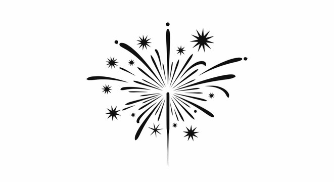 Single black and white fireworks vector