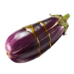 Purple striped eggplant drizzled with golden oil aubergine