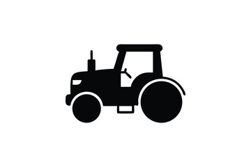 Simple black silhouette of a classic farm tractor illustration design