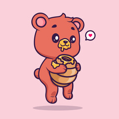 Cute Bear Eating Honey Cartoon