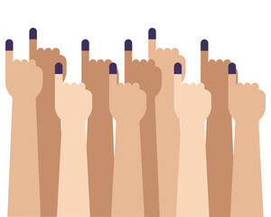 Hands with Voting Ink Illustration