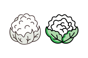 Two cabbage illustrations one plain and one with green leaf details