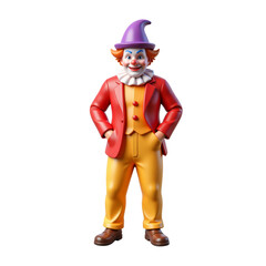 Sinister clown costume figure in yellow suit, creepy jester look

