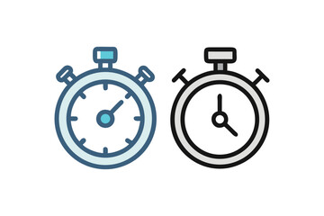 Two stopwatch icons one colored and one outline side by side