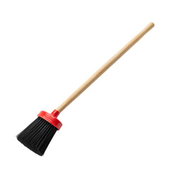 Long-handled street brush with robust bristles isolated on transparent background