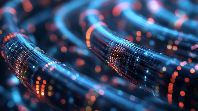 Hyperrealistic image of network cables forming an organic branching shape, symbolizing connectivity, technology networks, data flow, neural structures, and the intricate design of modern communication