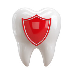 Tooth with shield isolated on transparent background, symbolizing dental protection and oral health in a clean and modern illustration