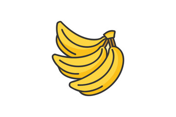 A colorful illustration of a bunch of ripe yellow bananas