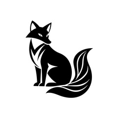 Obraz premium Silhouette of a sitting fox art on transparent background