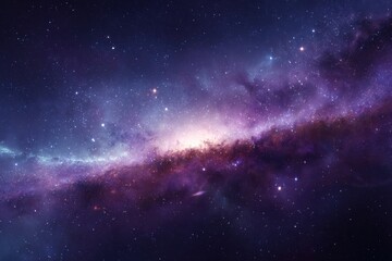 Fototapeta premium Vast cosmos filled with stars and vibrant gas clouds, showcasing deep purple, blue, and pink hues, evoking mystery and infinity in the universe. Perfect for space enthusiasts and dreamers