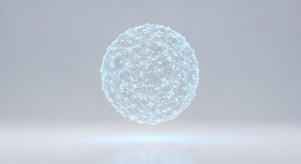 A glowing, interconnected network forms a sphere, creating a futuristic, digital representation of connectivity and technology.