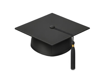 Black graduation cap with tassel isolated on transparent background
