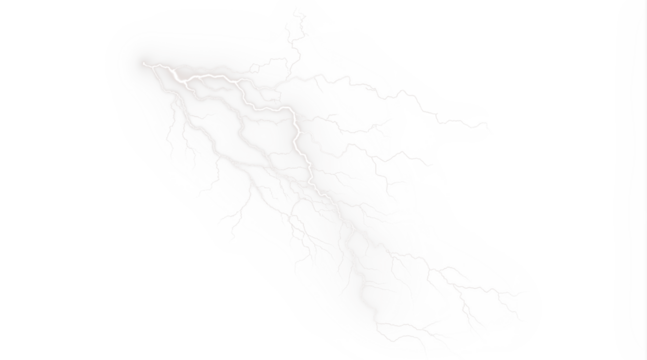 Dynamic lightning effect overlaid on a transparent background in PNG format. Perfect for adding electric energy to any design project.