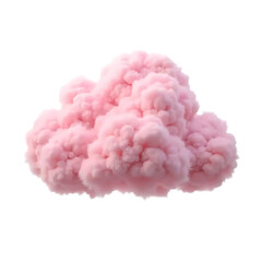 3d Pink fluffy cloud isolated on transparent background